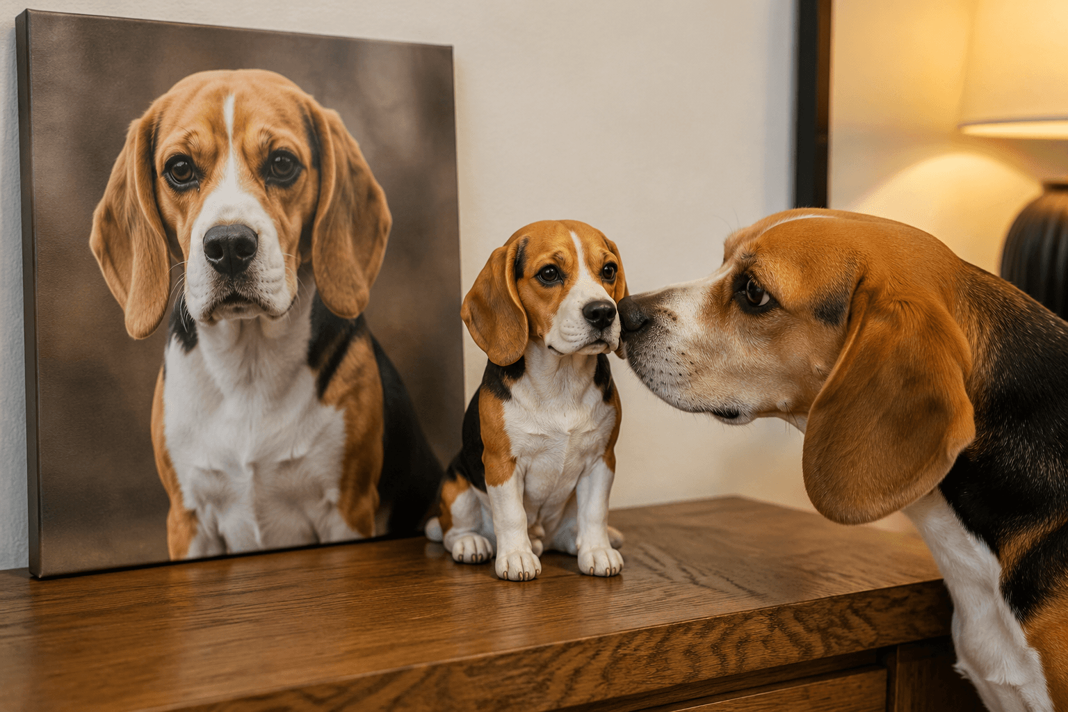 Flopy Ears, Sharp Detail: How a Beagle Figurine Compares to a Flat Canvas Print (Side by Side)
