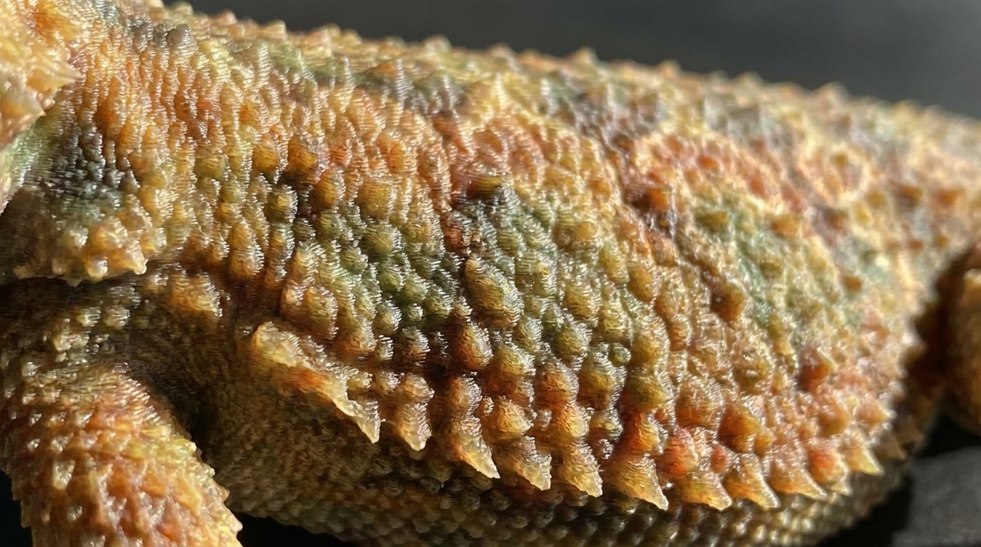 Close up of 3D printed Bearded Dragon scales texture