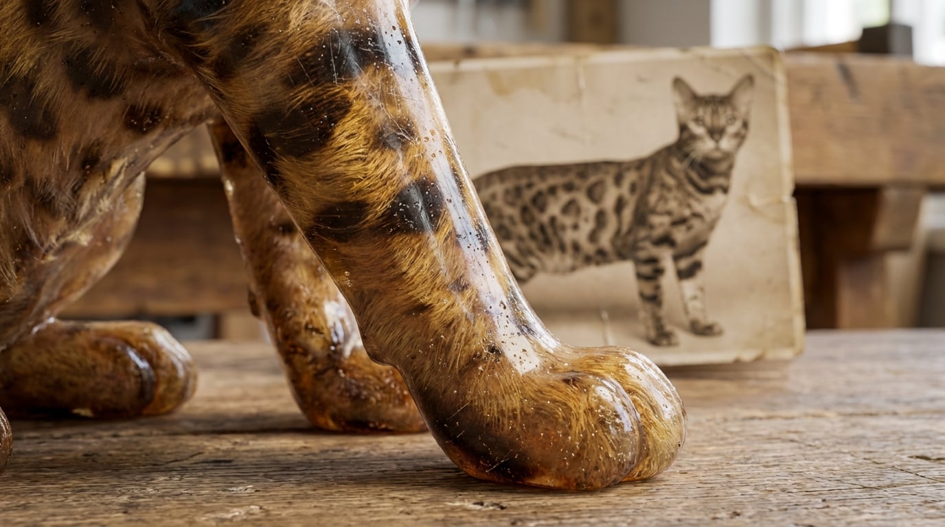 Close up of Bengal cat rosettes on a 3D figurine