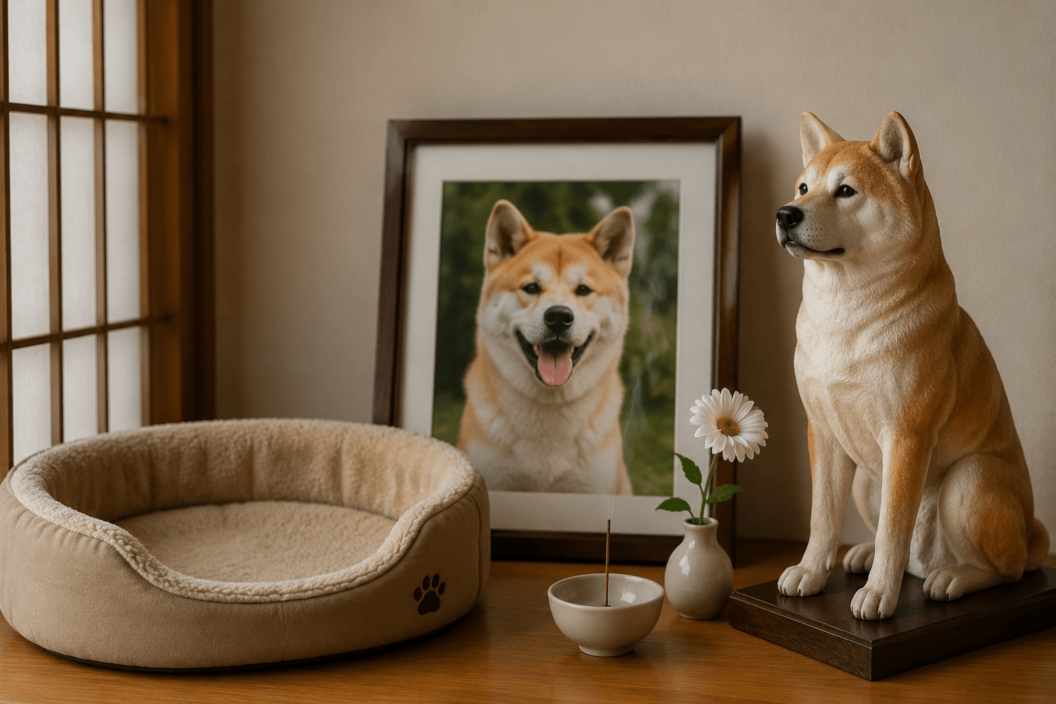 The First Hour After Goodbye: A Japanese Ritual for Your Akita's Empty Bed