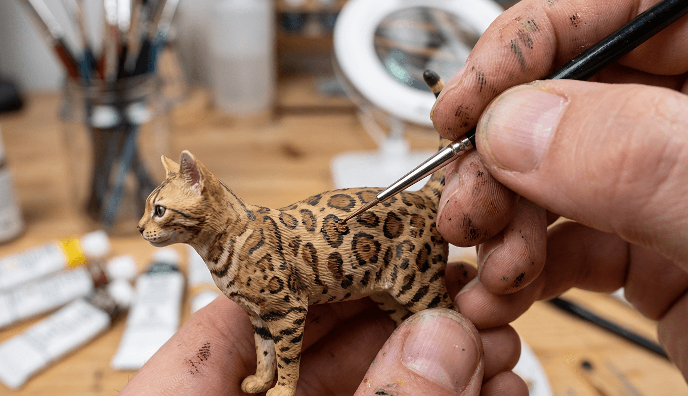 Hand-Painted Details: Replicating the Unique Spots of Your Bengal Cat