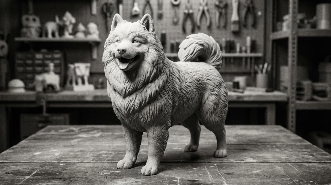 The Samoyed Smile: Why Geometry Matters More Than Color in White Dog Sculptures