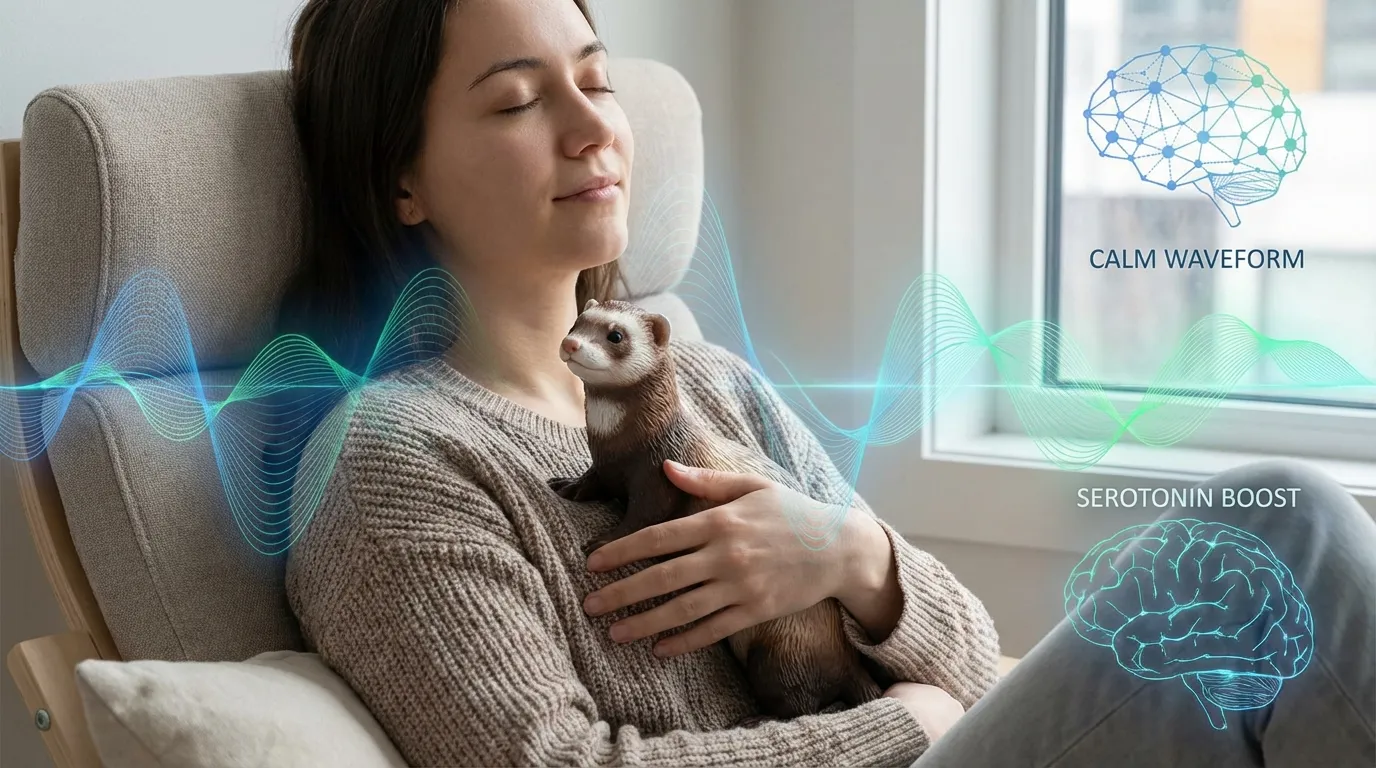 Person holding a ferret figurine for comfort