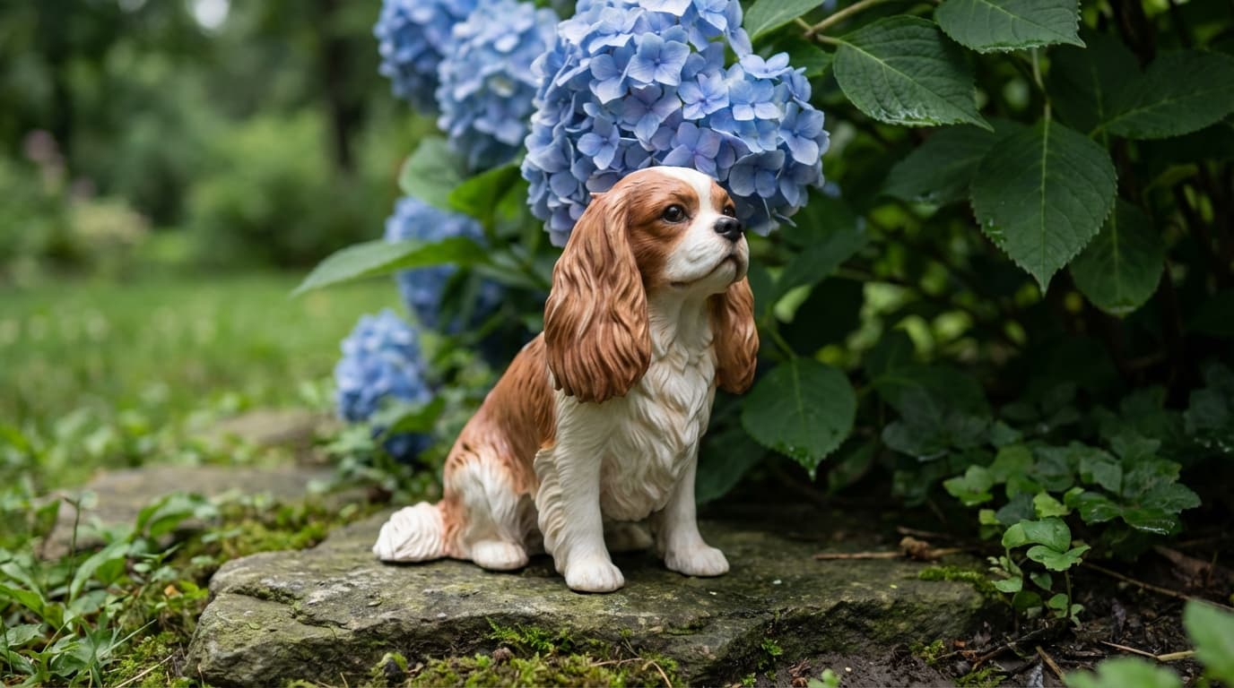 The Garden Watcher: Placing a Figurine Among the Hydrangeas